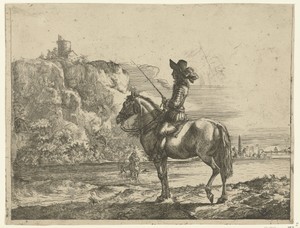 Ruiter bij een rivier