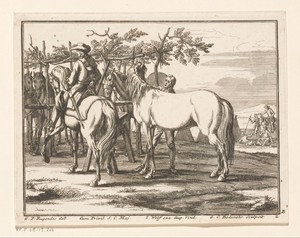 Ruiter bij een rustplaats voor paarden