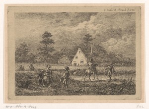 Ruiter in een oogstveld