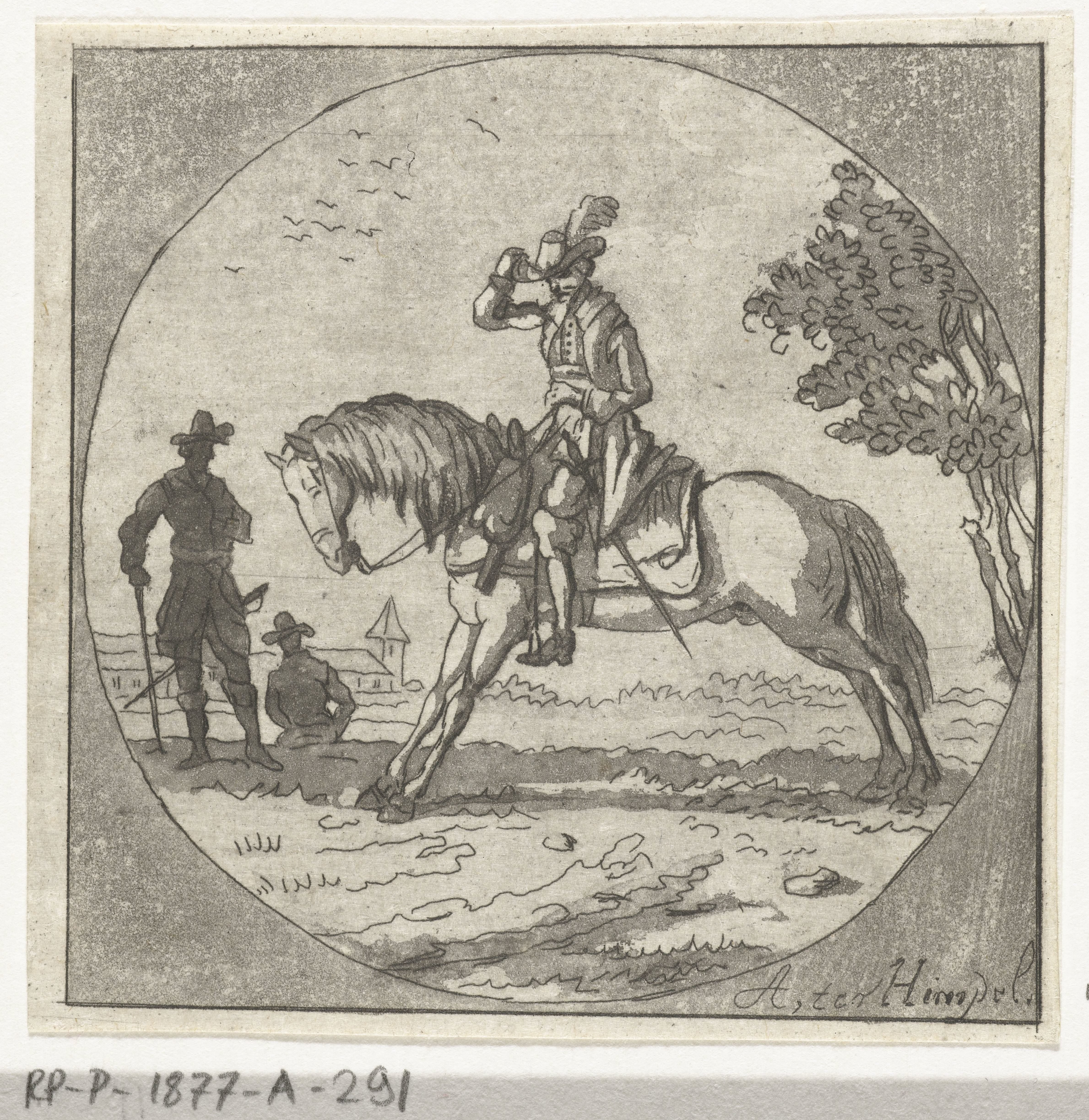 Ruiter in medaillon by Anthonie van den Bos