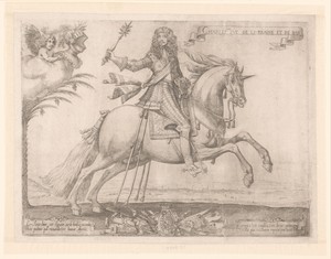 Ruiterportret van Karel IV, hertog van Lotharingen met Nancy op de achtergrond