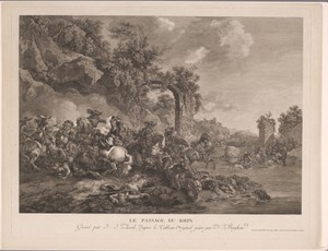 Ruiters die de Rijn oversteken