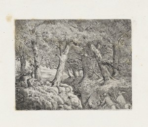 Ruiters met geweren in een holle weg