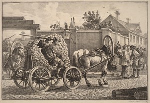 Russian Porter Carrying Wood on a Cart