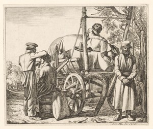 Russische soldaten bij de barbier