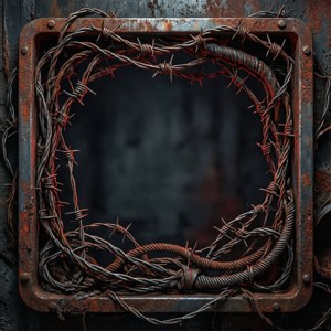 Rusted Barbed Wire Border