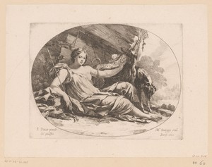 Rustende Diana met honden