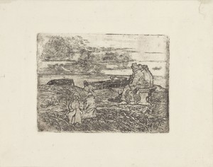 Rustende figuren aan de kust