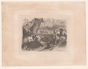 Rustende figuren in een landschap