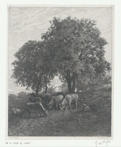 Rustende koeherder in een landschap