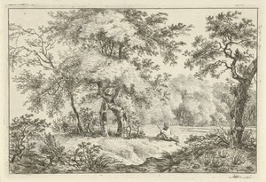 Rustende man in bos