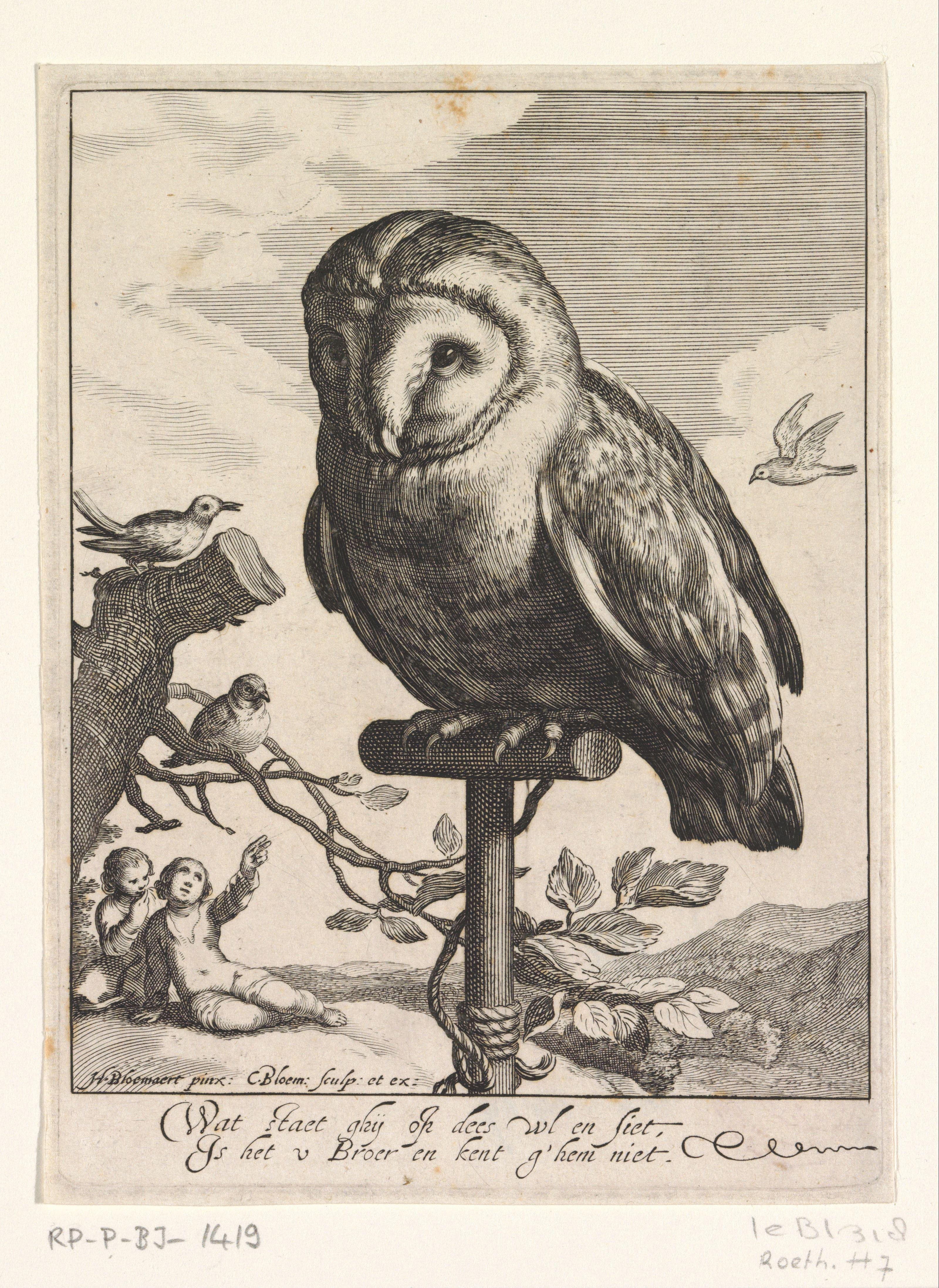 Rustende uil by Cornelis Bloemaert (II)