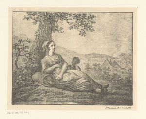 Rustende vrouw bij boom