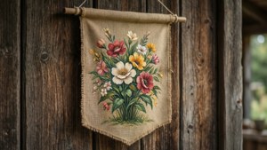 Rustic Burlap Floral Banner