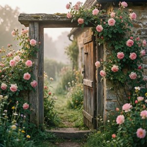 Rustic Cottage Rose Frame