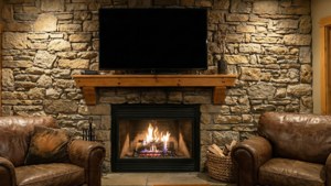 Rustic Fireplace TV