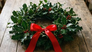 Rustic Holly Wreath with Bow