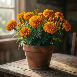 Rustic Marigold Pot