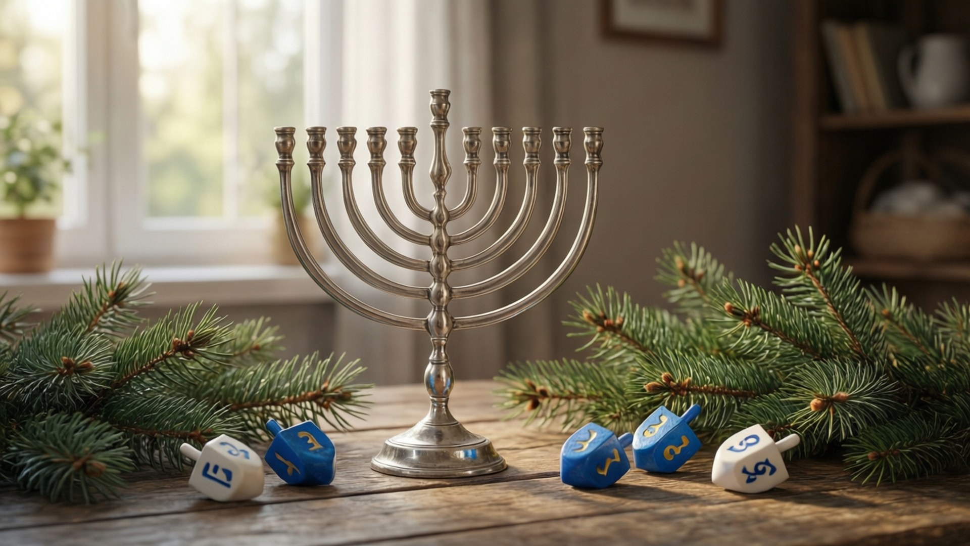 Rustic Menorah Still Life by Wallpapers.art Studio