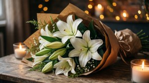 Rustic White Lily Bouquet