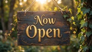 Rustic Wooden Now Open