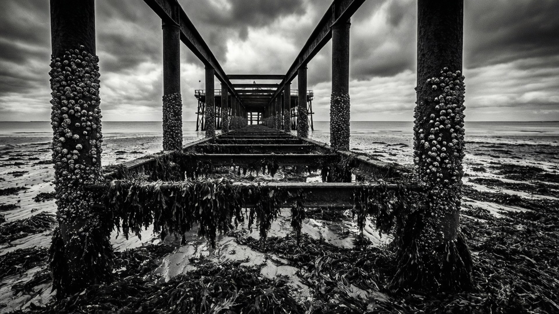 Rusty Pier Low Tide by Wallpapers.art Studio