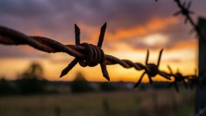 Rusty Sunset Barbed Wire