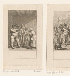 Ruzie tussen Falstaff en de waardin in bijzijn van Henry en Bardolph