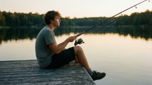 Ryder Fishing at Sunset