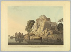 S.W. View of the Fakeer's Rock In the River Ganges, Near Sultaungunge, from "Oriental Scenery: Twenty Four Views in Hindoostan"