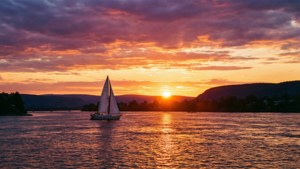 Sailboat at Sunrise on Saguenay