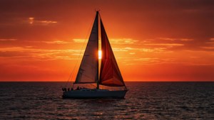 Sailboat Sunset Negative