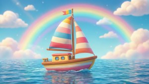 Sailboat Under Rainbow