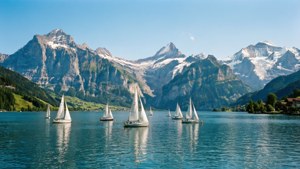 Sailboats on Lake Thun