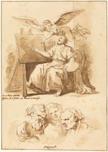 Saint Luke at His Easel and Four Expressive Heads