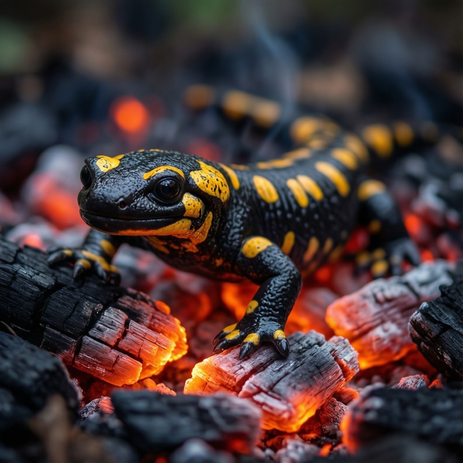 Salamander on Embers by Wallpapers.art Studio
