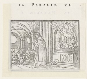 Salomo zegent het volk in de tempel