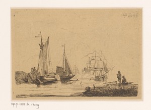 Saluutschoten bij het uitzeilen van de driemaster Macassar