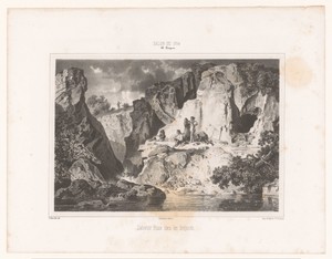 Salvator Rosa aan het werk bij een roversbende in berglandschap