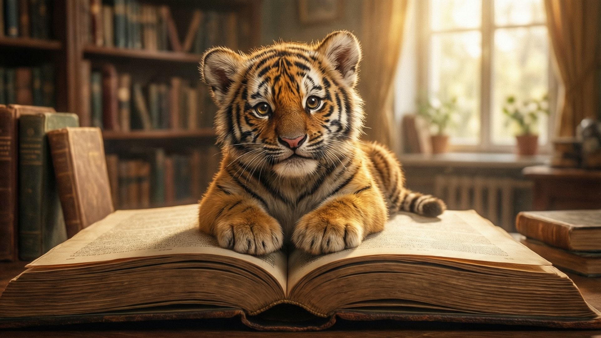 Sambo in the Library by Wallpapers.art Studio