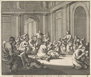 Samenkomst van Christenen in de kamer van de heilige Castulus in het keizerlijk paleis
