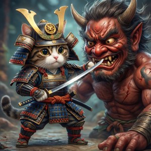 Samurai Cat vs Oni