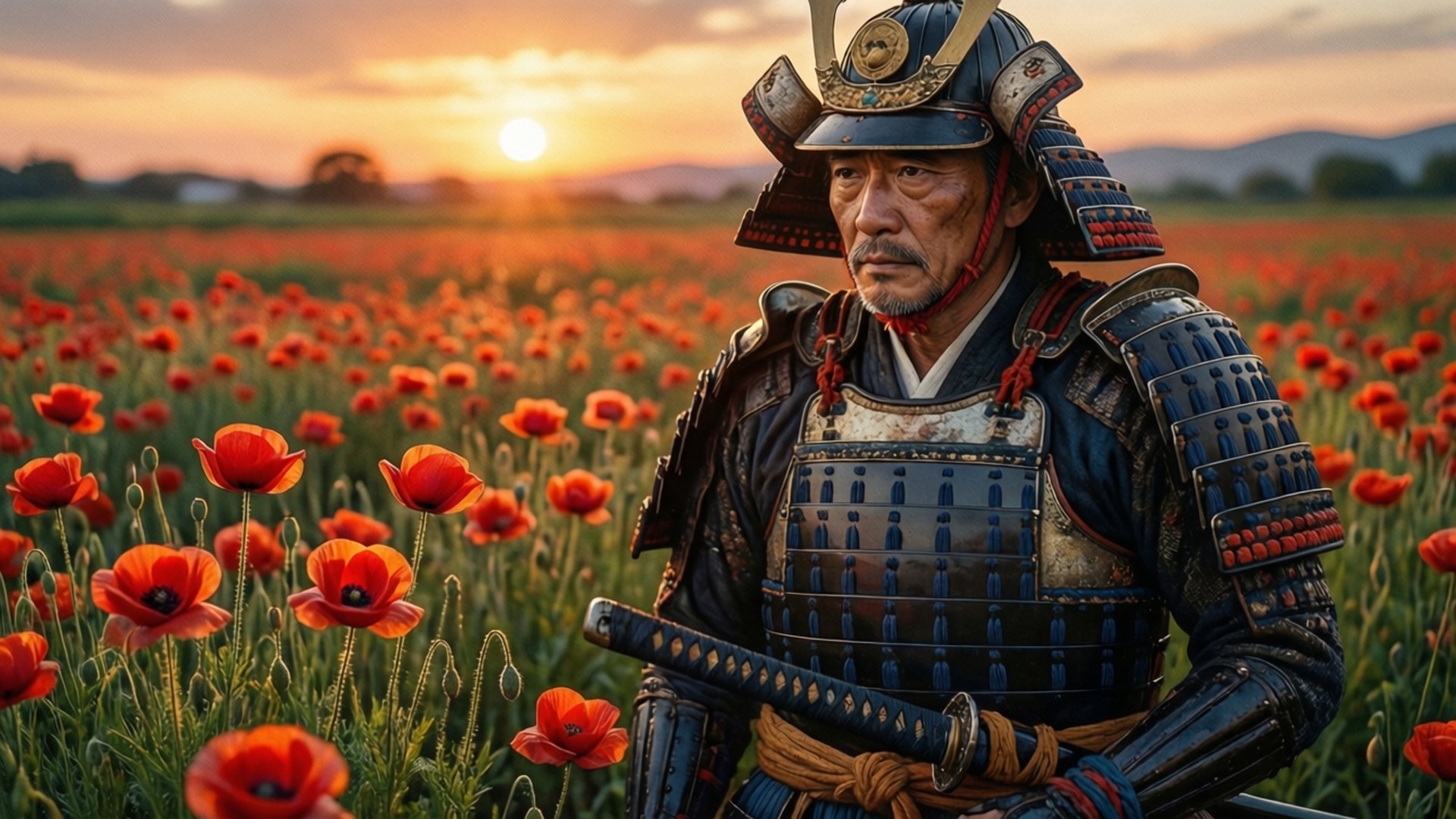 Samurai of Poppies by Wallpapers.art Studio