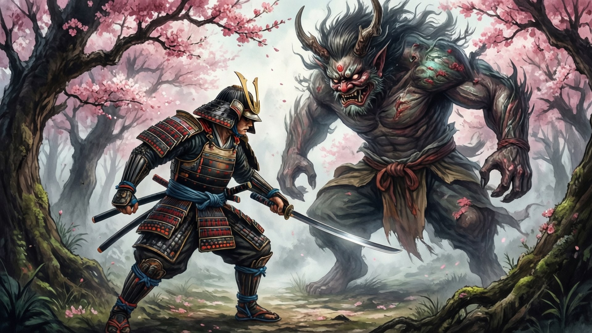 Samurai vs Yokai by Wallpapers.art Studio