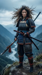 Samurai Woman on Cliff