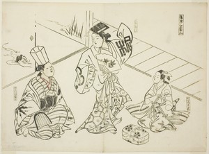 Sanbaso Dance in a Brothel (Ageya sanbaso), no. 1 from a series of 12 prints depicting parodies of plays