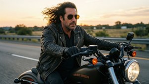 Sandler on Motorcycle