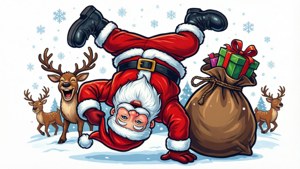 Santa Handstand Funny