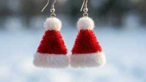 Santa Hat Earrings Snow