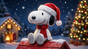 Santa Snoopy on Doghouse